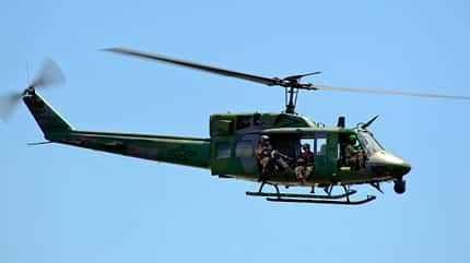 MH-139A,Grey Wolf,919 SOW,usaf, icbm, boeing, hubschrauber, leonardo, bell, uh-1N, huey, iroquois UH-1N in der Luft von der Seite