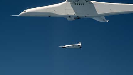 Stratolaunch, hyperschall, mojave, roc, talonA, scaled composites Stratolaunch TalonA Abwurf im Flug