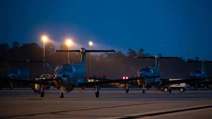 Hurlburt Field,1st Special Operations Wing,1 SOW,Air Force Special Operations Command,AFSOC,U-28,34th Special Operations Squadron,34 SOS,319th Special Operations Squadron,319 SOS,flightline,parked,night,maintenance U-28A in Hurlburt Field