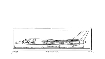 f108, xf-108, rapier, north american, naa mach 3, jäger, kampfflugzeug XF-108 Schnittzeichnung Seite