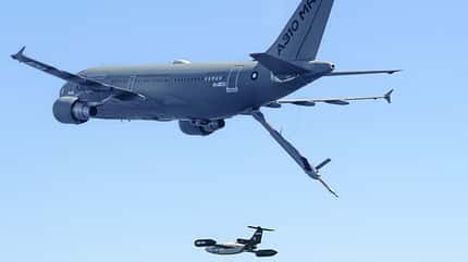 airbus, A310, A330, MRTT, tanker, auto mate Airbus A310 MRTT mit Drohne