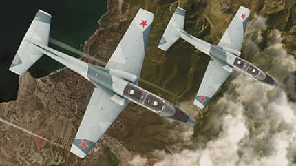 Trainer, russland, mikojan, mig-uts, mig-at, jak-130, aero l-39 Mikojan MiG-UTS in Formation Computergrafik