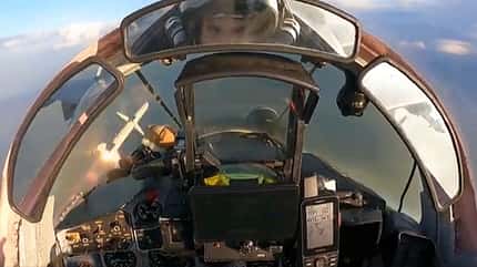 Mikojan MiG-29 Ukraine HARM-Abschuss Cockpitperspektive
