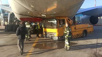 Beschädigte A380 von Emirates in Moskau