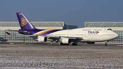 Thai, Boeing 747, Jumbo Boeing 747-400 von Thai Airways.