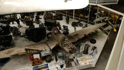 Junkers, Ju 87, Stuka Junkers Ju 87 Wrack in Sinsheim von oben