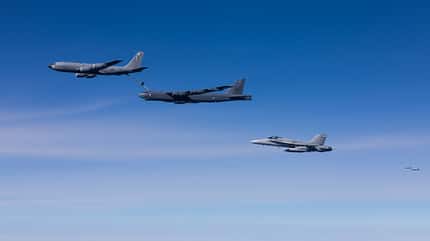 B-52H Stratofortresses land in Romania during Bomber Task Force 24-4