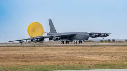 B-52H Stratofortresses land in Romania during Bomber Task Force 24-4