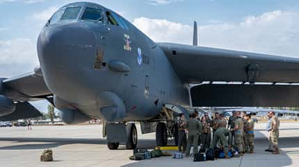 B-52H Stratofortresses land in Romania during Bomber Task Force 24-4