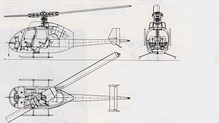 Dornier, Do 132 Dreiseiten-Ansicht Dornier-Hubschrauber Do 132