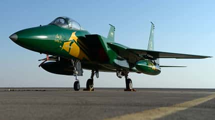 Ägypten, F-15, Eagle, Saudi Saudische F-15C am Boden auf der Egypt International Air Show