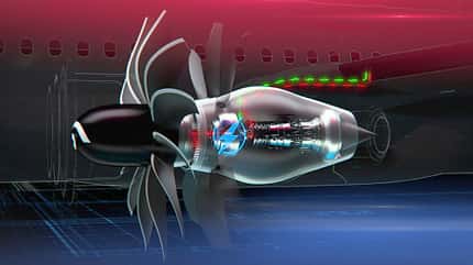 Triebwerke, Narrowbody-Triebwerk, Openfan, GE Aerospace, Open Fan mit hybrid-elektrischen Komponenten, Rendering