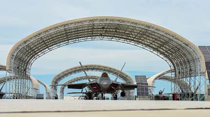 F-22, Raptor, Langley Unterstände auf der Langley AFB mit F-22 Raptor