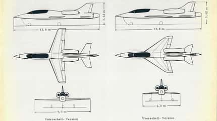 Dornier, Projekt, P.375, Trainer Dornier P.375 Dreiseitenansichten der beiden Hauptversionen