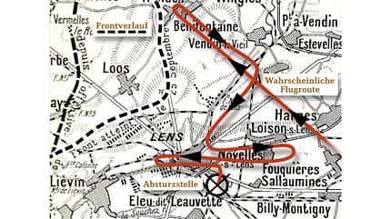 Immelmann, Max Immelmann, Jagdflieger, Erster Weltkrieg, Absturz Avion, Fokker, Luftkampf Lens, Wrack, Max Mulzer, Flak