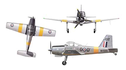 Pervical Provost, Schulflugzeug, Royal Air Force, Trainer, Percival Aircraft Ltd., Luton Zeichnungen der Pervical Provost von vorne, seitlich und von oben