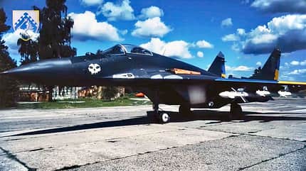 Geist-Symbol an schwarzer MiG-29 aus der Ukraine
