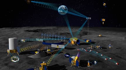 China, Raumfahrt, Taikonaut, Tiangong, Chinesische Raumstation, Trägerrakete Langer Marsch 10, Raumschiff Mengzhou, Landefähre Lanyue, Mondforschungsstation ILRS Schematische Darstellung der Mondforschungsstation ILRS