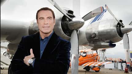 Lockheed, Super Constellation, TWA, Travolta John Travolta vor Lockheed Super Constellation