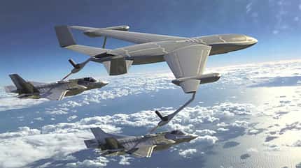 NGAS, Lockheed, Skunk, F-35 NGAS Stealth-Tanker mit zwei F-35 (Computergrafik)