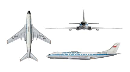 Tupolew Tu-124, Regionalairliner, UdSSR, Aeroflot, Turbofan, Regionalverkehrsflugzeug Zeichnungen der Tupolew Tu-124 von Aeroflot