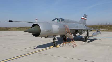 Kroatiens letzte MiG-21 in Zagreb-Pleso, März 2025. Kroatiens letzte MiG-21 in Zagreb-Pleso, März 2025.