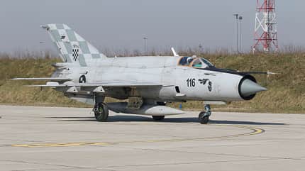 Kroatiens letzte MiG-21 in Zagreb-Pleso, März 2025. Kroatiens letzte MiG-21 in Zagreb-Pleso, März 2025.