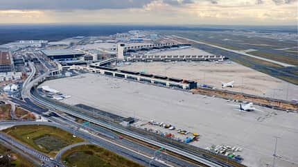 Frankfurt, Flughafen, FRA, Fraport, EDDF, Terminal 3, T3, Ausbau, Baustelle, Vorfeld, Ausbauprojekt Vorfeldfläche des neuen Terminal 3 des Frankfurter Flughafens