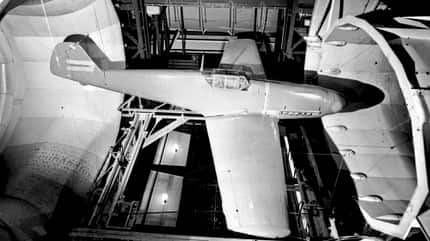 Messerschmitt Bf109F, Friedrich, einsitziger Jäger, Jagdflugzeug, Jagdbomber, DB 601, Luftwaffe, Zweiter Weltkrieg Messerschmitt Bf109F im Windkanal der Aerodynamischen Versuchsanstalt Göttingen