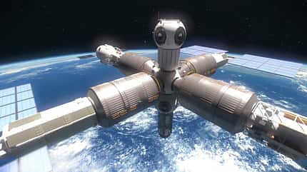 Roskosmos, Russische Raumfahrt, Satellit, Raumstation ROS, Kosmos, Raumschiff Orjol, Glonass-K, Angara-A5 Rakete, RD-171MV, Amur-SPG, zweistufige Trägerrakete, Kosmonaut Rendering der russischen Raumstation ROS