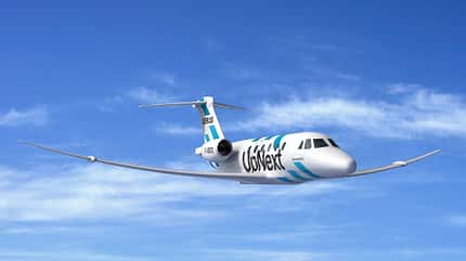 Flügel, Wings, Boeing X-66A, Airbus eXtra Performance Wings, Windkanal Rendering einer Cessna Citation VII mit eXtra Performance Wings von Airbus