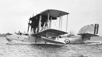 Supermarine Southampton Flugboot, 1043, Supermarine Aircraft, Royal Air Force, RAF, Reginald J. Mitchell Supermarine Southampton Flugboot N218 der RAF auf dem Wasser