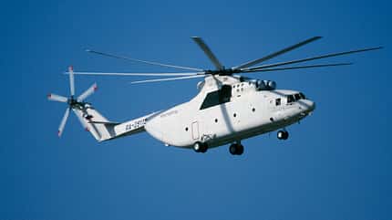Mil, Mi-26, Mi26 Mil Mi-26T in Russland im Flug.