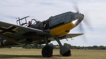 Bf109, Emil, Rote 12, Me 109, Messerschmitt, OTT, Hahnweide, Charly Brown Messerschmitt Bf 109 E "Rote 12" - die einzige fliegende "Emil"-109 der Welt in Lachen-Speyerdorf.