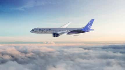 Saudi-Arabien, Vision 2030, Riyadh Air, Air Arabia, Flyadeal, flynas, Jeddah, Boeing 787-9, Airbus A330-200, Airbus A321neo, Airbus A320neo Boeing 787-9 von Riyadh Air im Flug über den Wolken