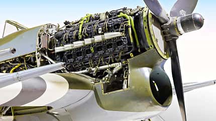 Napier Sabre, Flugmotor, 24 Zylinder, Hawker Sea Fury, Hawker Tempest, legendärer Flugmotor, H24 Hawker Typhoon Mk I B des RAF-Museums in London zeigt ihren Sabre II