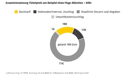 Luftverkehr, Deutschland Grafik Zusammensetzung Ticketpreis in Deutschland
