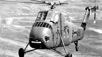Sikorsky S-58, Kolbenmotor, Sikorsky Aircraft Corporation, Hubschrauber, Sikorsky H-34 G, Bundeswehr, Seahorse, US Marine Corps, Transporthubschrauber, Mehrzweckhubschrauber Sikorsky S-58 der Bundeswehr im Flug