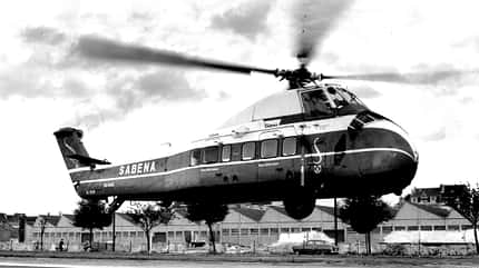 Sikorsky S-58, Kolbenmotor, Sikorsky Aircraft Corporation, Hubschrauber, Sikorsky H-34 G, Bundeswehr, Seahorse, US Marine Corps, Transporthubschrauber, Mehrzweckhubschrauber Sikorsky S-58 von Sabena beim Start
