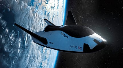 Frachtraumschiff, Cargoraumschiff, ISS, NASA, Raumstation, Tianzhou 9, Progress 1, Raumgleiter Dream Chaser, Lastesel, Cargo Dragon, Cygnus-Frachte, Roboterarm Canadarm2, HTV-X Rendering des Dream Chaser Raumgleiter