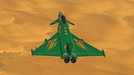 Eurofighter von Saudi-Arabien im Flug über der Wüste