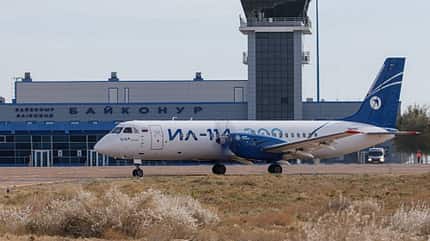 Il114, Il-114-300, Iljuschin, Russland Russisches Regionalflugzeug Il-14-300 im Altai-Gebirge und in Baikonur.