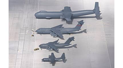 Radia WindRunner, Militärfrachter, Frachter Rendering Radia WindRunner als Militärfrachter im Größenvergleich