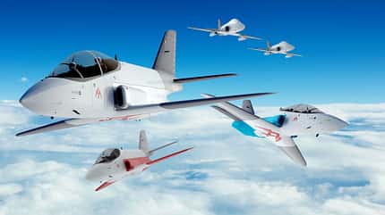 Mehrere Jets fliegen in unterschiedliche Richtungen (Computergrafik)