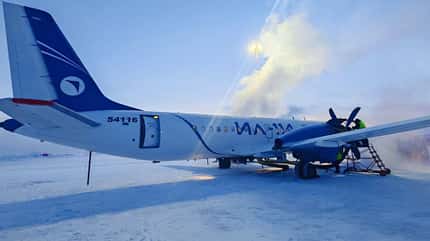 Iljuschin Il-114-300 in der Kältekammer von Jakutsk.