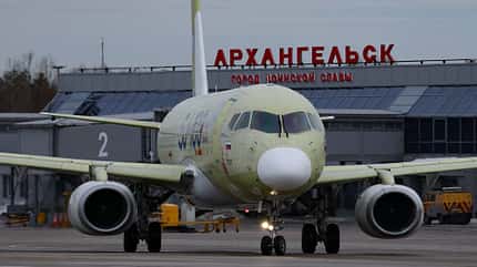 MS-21, SJ-100, Superjet, Rostec, Il-114-300, Russland, Jakowlew, Archangelsk Russische Airliner MS-21, Superjet SJ-100 und Il-114-300 in Archengelsk.
