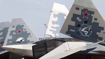 Russland, Suchoi, Su-57, Su-57D, Su57, Su-57UB, Stealth Suchoi Su-57D (Doppelsitzer) beim Erstflug.