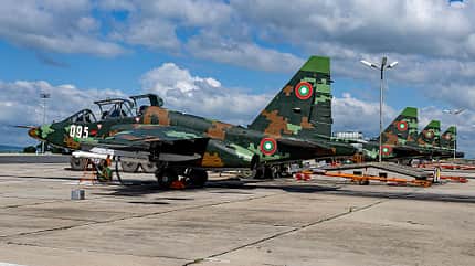 Suchoi, Su-25, Frogfoot, Bulgarien Suchoi Su-25 Frogfoot Bulgarien auf der Flightline