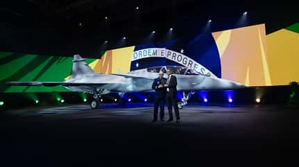 Saab, Gripen F, Brasilien Manager und Gneral vor erster Saab Gripen F bei Feier