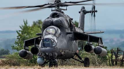 Mi-35M aus Serbien, bulgarische MiG-29 und andere Fluggeräte bei der Übung Thracian Blade 2026 in Bulgarien.